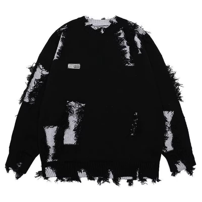 Distressed Fringe Knit Sweater