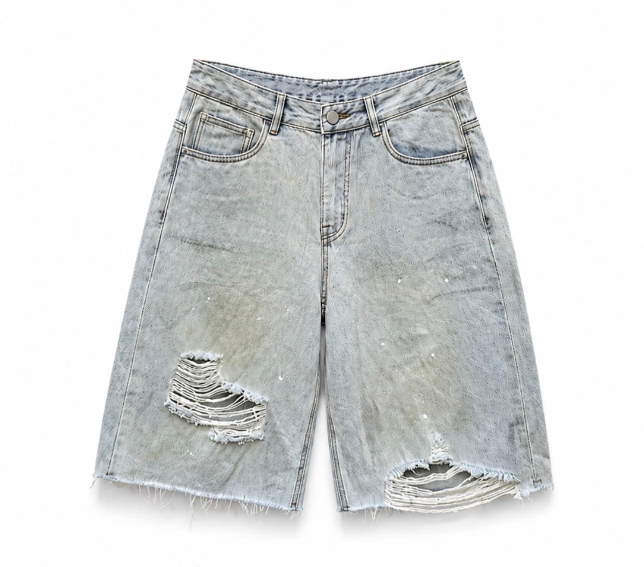 Ice Acid Wash Distressed Bermuda