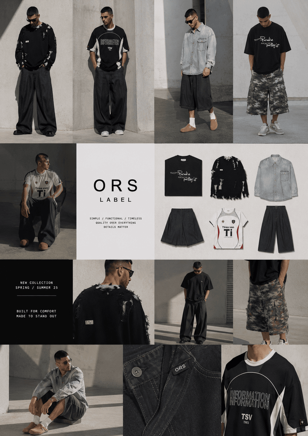 ORS LABEL Drop 001 — Spring / Summer editorial: outfit lookbook, product flat lays and detail shots